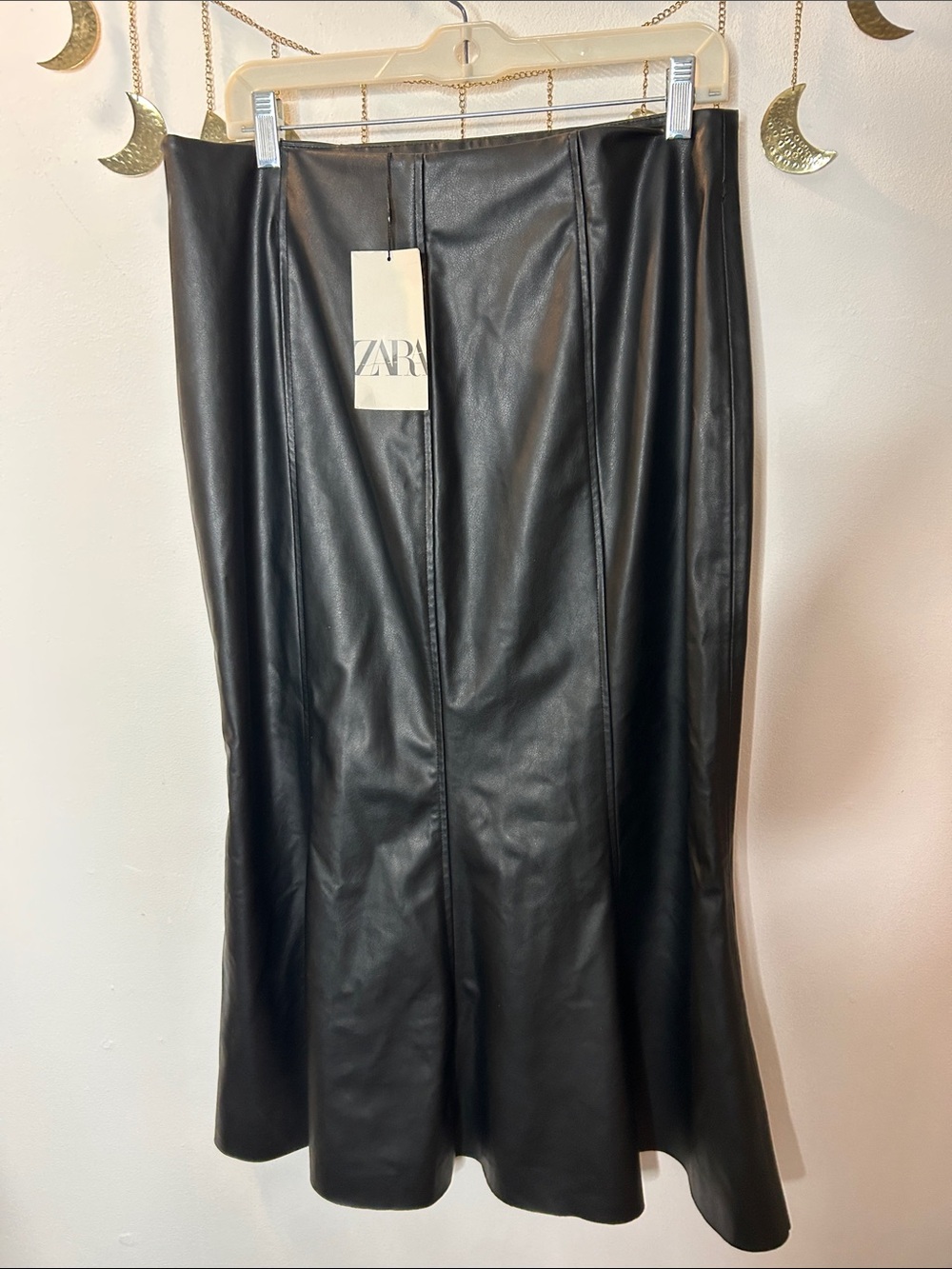 Zara Black Faux Leather Midi Skirt - Picture 4 of 6